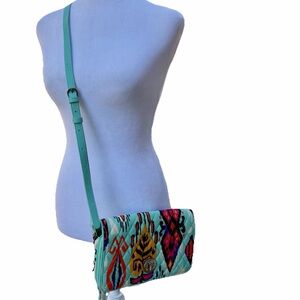 Vera Bradley Turnlock Crossbody Bag Pueblo Aztec Tribal Print Quilted 9x6” VBC18